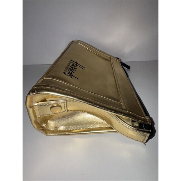 Harrods of London Gold Logo Make Up Bag Cosmetic Pouch Zip Purse 9x5x2.5 VGUC - Picture 6 of 7